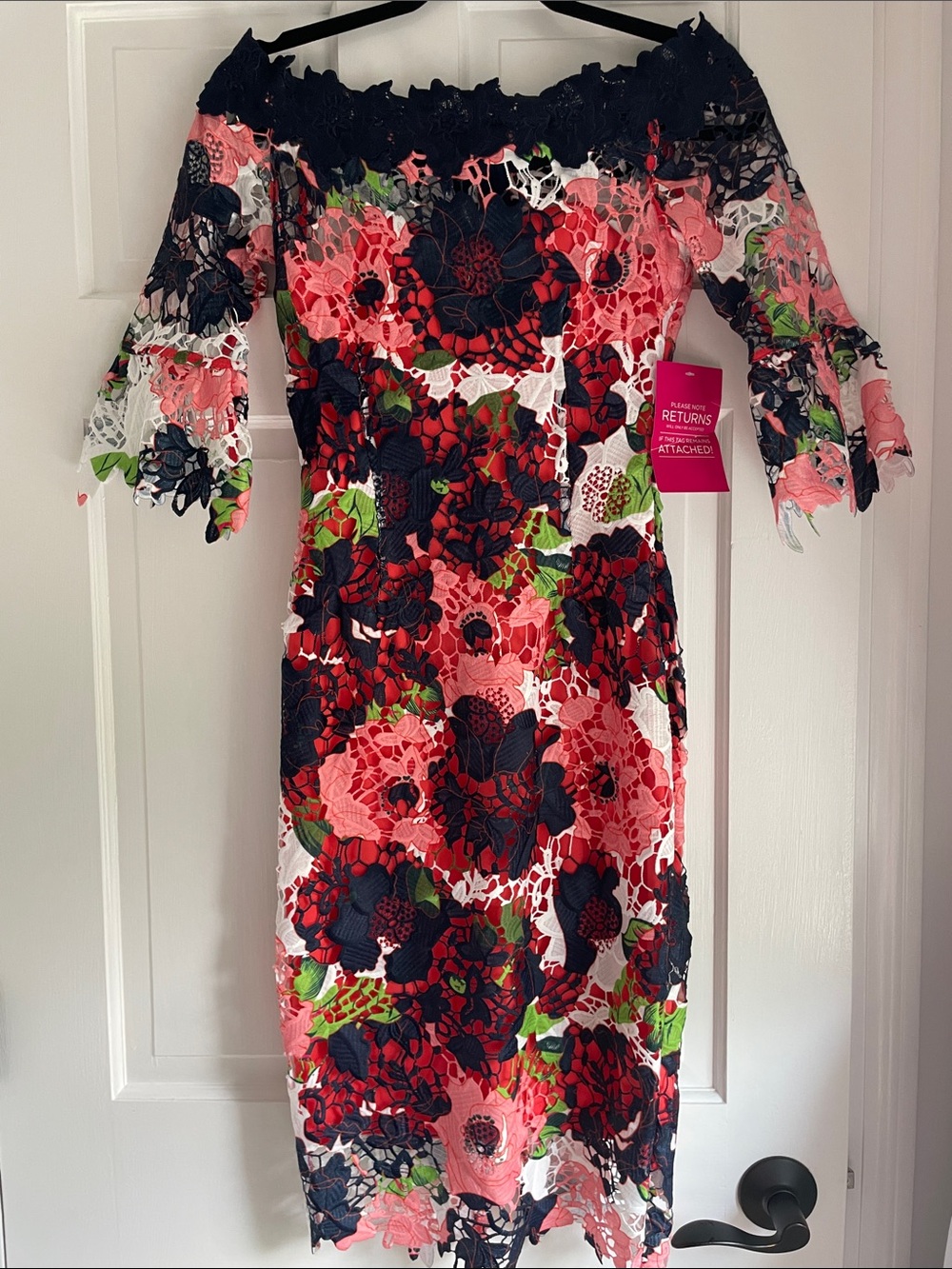PAPER DOLLS Bardot Floral Printed Lace Off-Shoulder Dress
